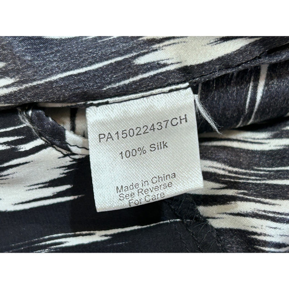 Parker Long Sleeve V Neck Shorts 100% Silk Romper Black‎ White Women Size Small - Picture 8 of 9